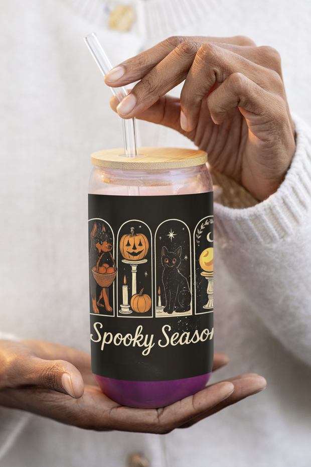 Spooky Season Doberman Sipper Glass