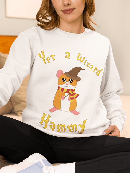 Hammy Wizard Illustration Sweatshirt | Cute Hamster Wizard Crewneck