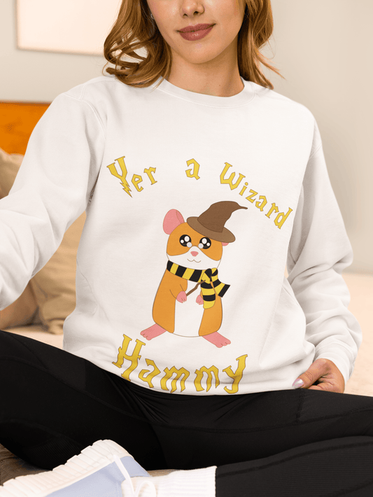 Hammy the Wizard Hamster Sweatshirt | Cute Wizard Hamster Illustration