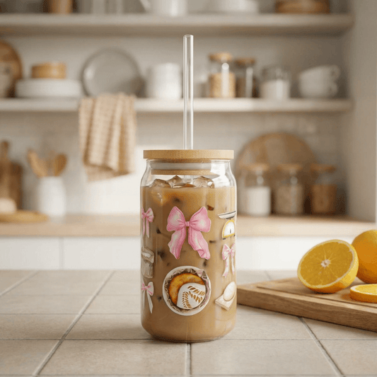 Coquette Sourdough Sipper Glass 16oz | Cottagecore Baking Cup