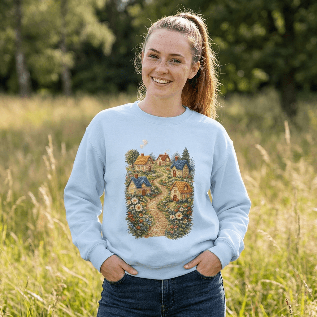 Cozy Cottage Pathway Sweatshirt | Country Village Scenic Crewneck