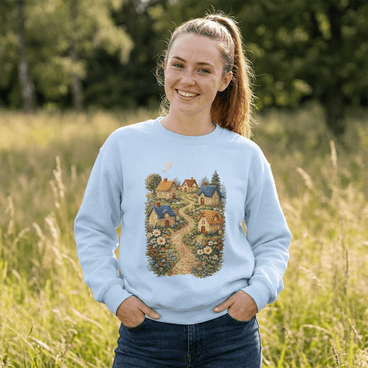 Cozy Cottage Pathway Sweatshirt | Country Village Scenic Crewneck