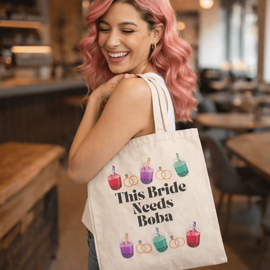 'This Bride Needs Boba' Cotton Canvas Tote Bag