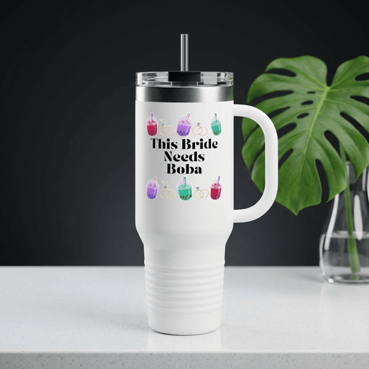 'This Bride Needs Boba' Insulated Travel Mug, 40oz