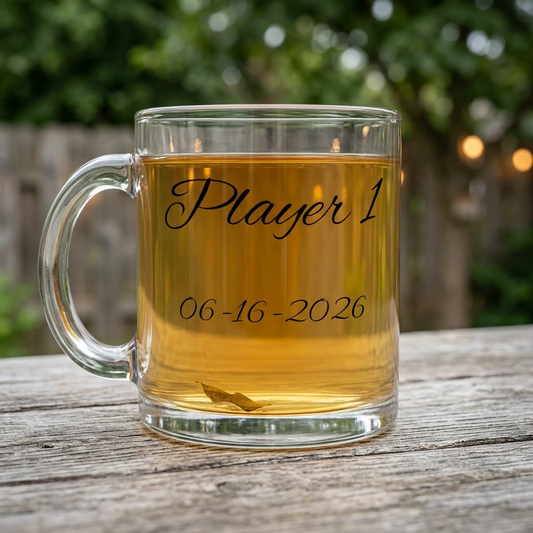 Player 2 Has Joined the Party Glass Mug, Personalized Gamer Groom Mug, Custom Wedding Coffee Cup, Groom Gift