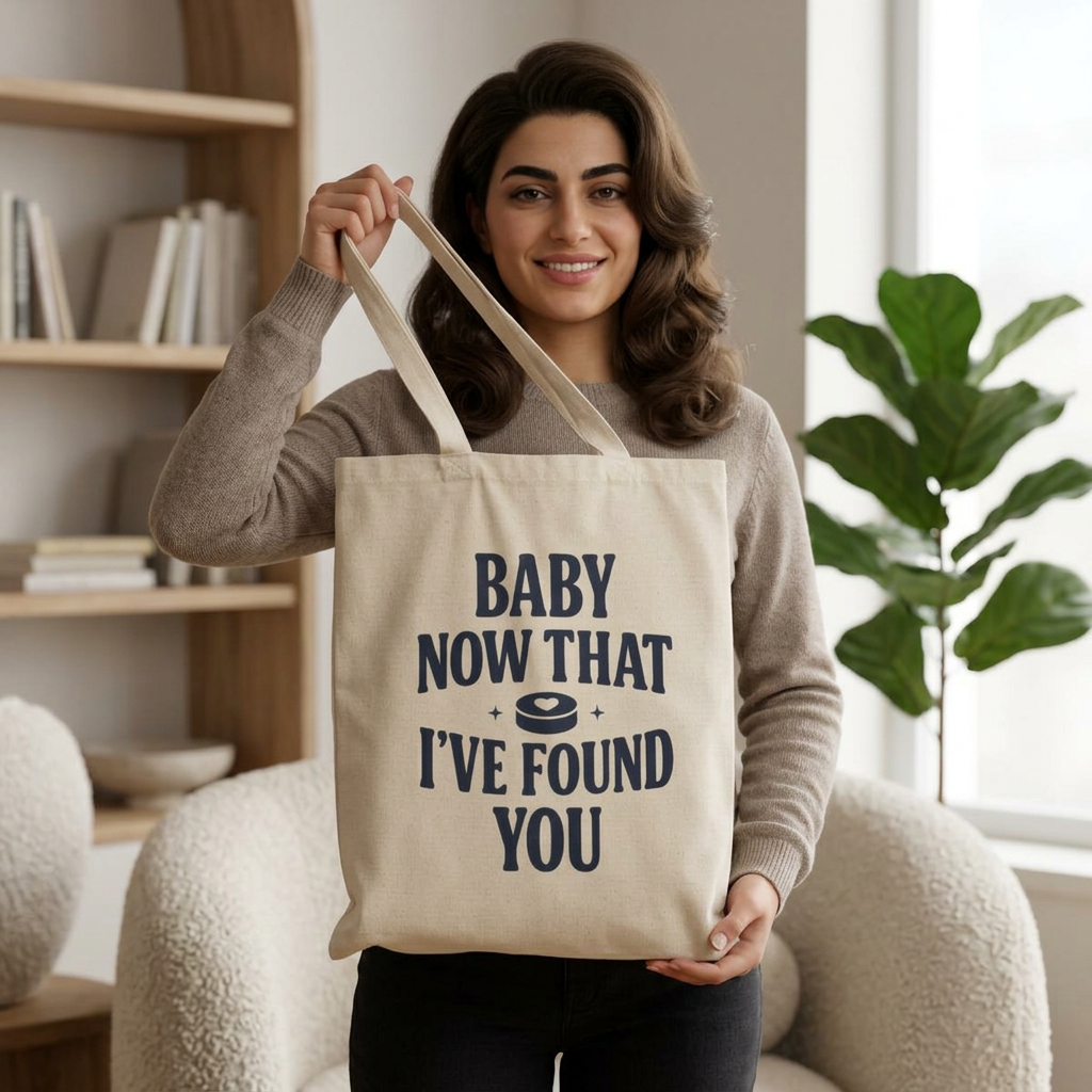 Baby Now That I've Found You Tote Bag, Hockey Romance Booktok Canvas Tote, Sports Romance Reader Gift