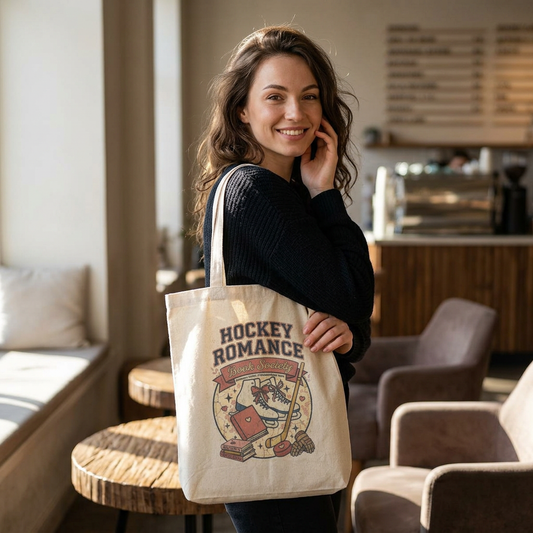Hockey Romance Tote Bag, Booktok Romance Reader Bag, Cozy Hockey Book Girly Gift, Book Lover Tote