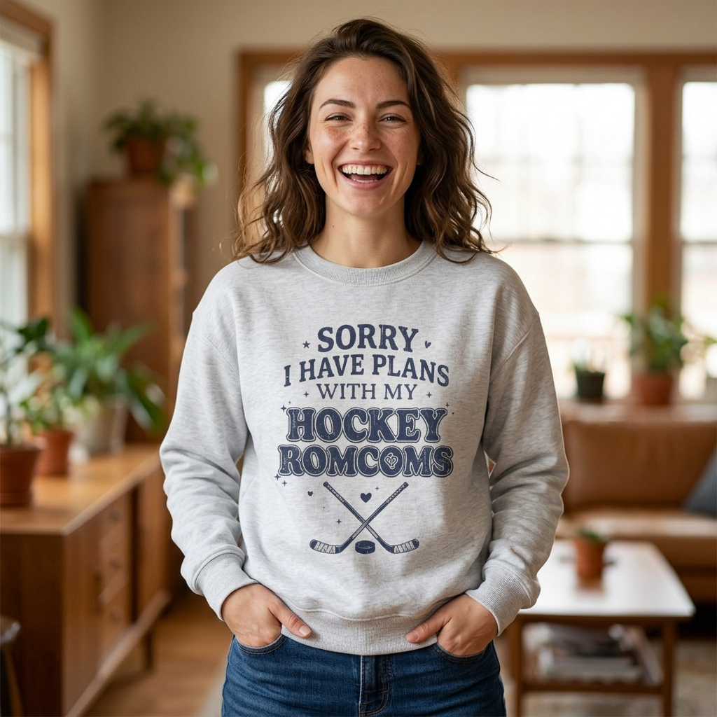 Sorry I Have Plans With My Hockey Romcoms Shirt, Hockey Romance Booktok Sweatshirt, Sports Romance Reader Tee
