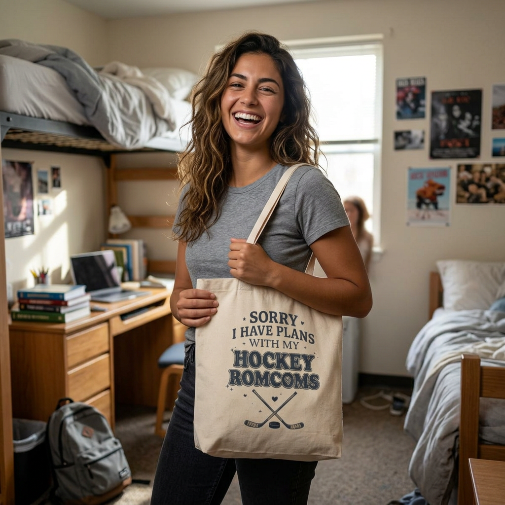 Sorry I Have Plans With My Hockey Romcoms Tote Bag, Hockey Romance Booktok Canvas Tote, Sports Romance Reader Gift