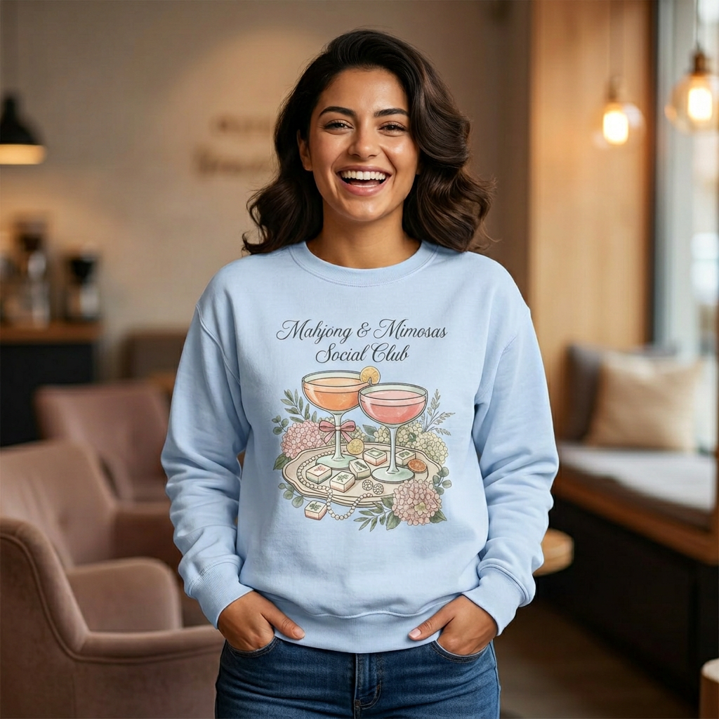 Mahjong & Mimosas Sweatshirt, Mahjong Club Crewneck, Brunch Girl Pullover