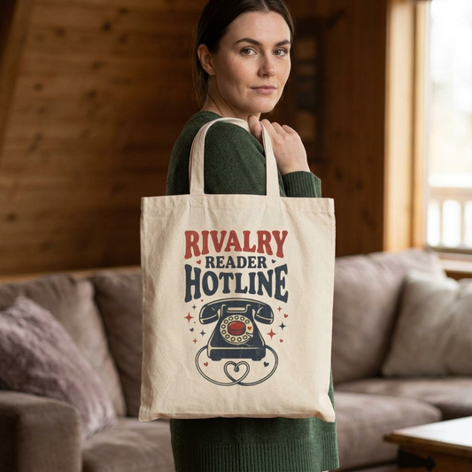 Rivalry Reader Hotline Tote Bag, Hockey Romance Booktok Canvas Tote, Sports Romance Reader Gift Bag