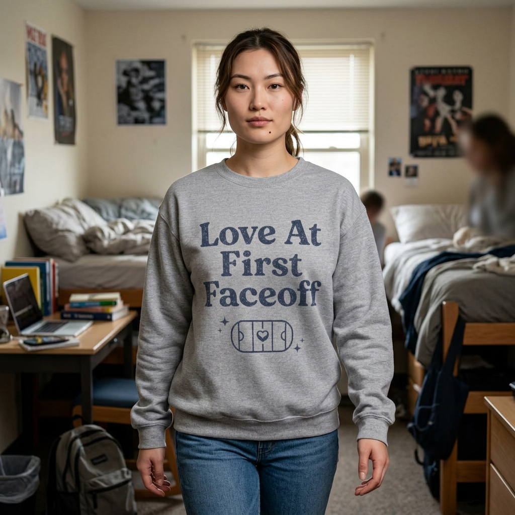Love At First Faceoff Sweatshirt, Hockey Romance Booktok Crewneck, Sports Romance Reader Pullover