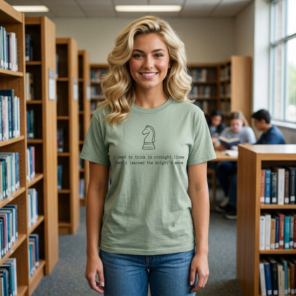Knight's Move Chess Knight Illustration T-Shirt, Minimalist Chess Quote Tee, Funny Chess Player Shirt, Strategy Game Gift, Chess Lover Tee