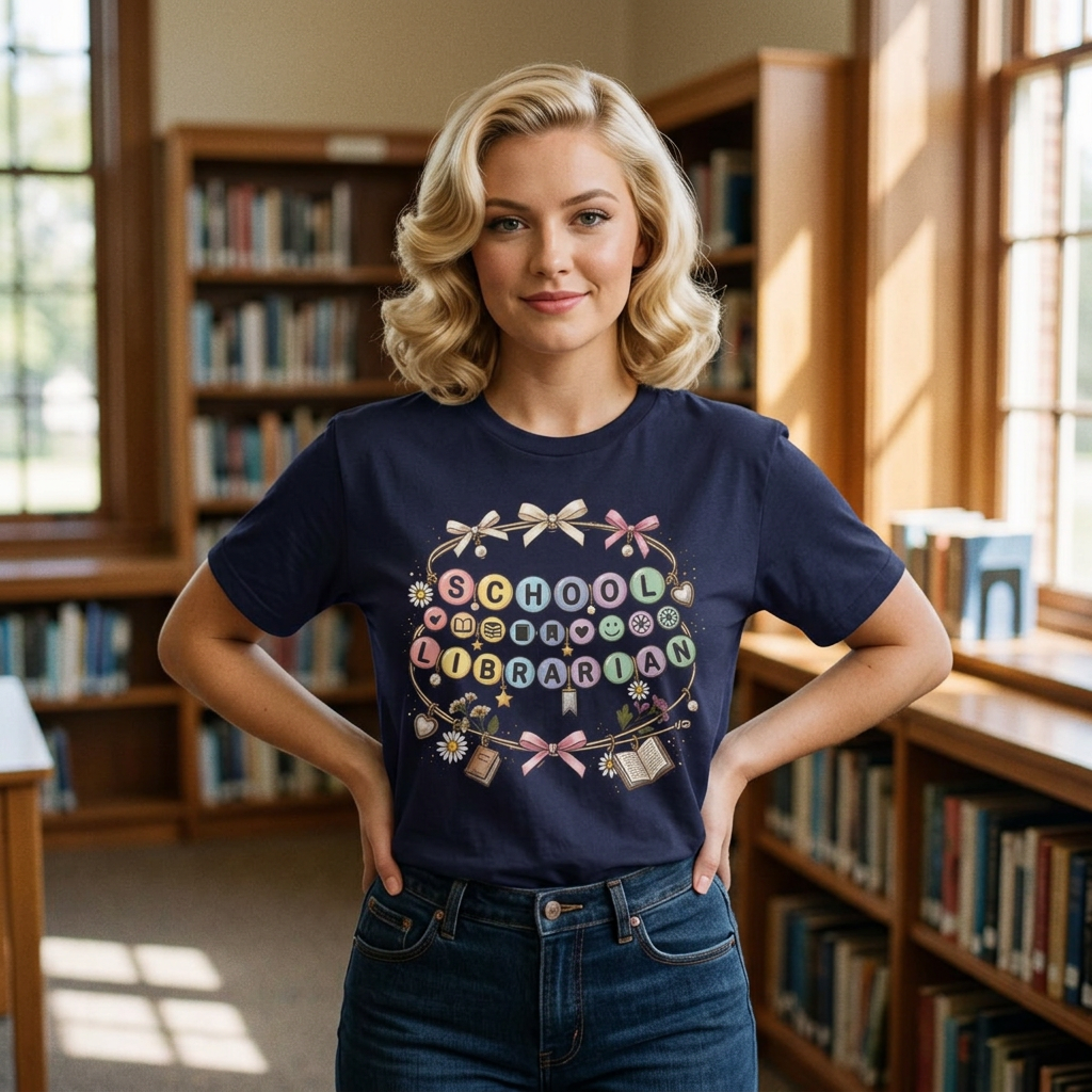School Librarian Keys Beads T-Shirt, Librarian Graphic Tee, Library Media Specialist Shirt, Book Lover Teacher Gift, Back to School Tee