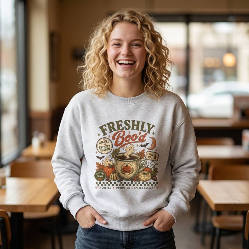 Freshly Boo'd Coffee Crewneck Sweatshirt | Pumpkin Spice Autumn