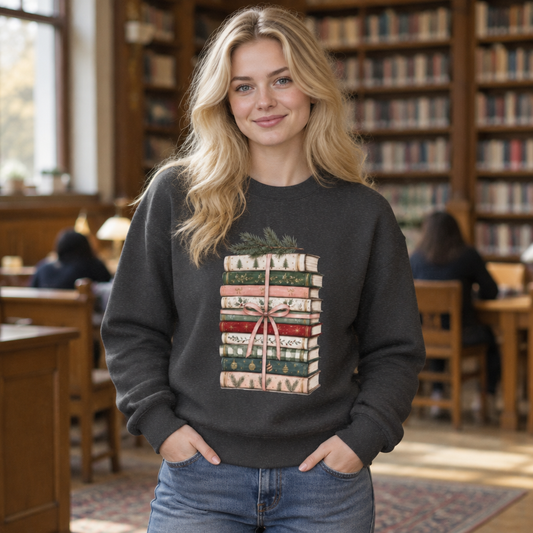 Bookish Christmas Sweatshirt, Christmas Book Lover Crewneck, Cozy Reader Sweater, BookTok Holiday Shirt, Reader Christmas Gift
