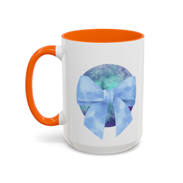 Blue/Green Planet Wrapped In A Bow Accent Coffee Mug