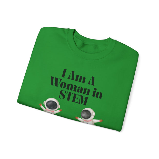 "I Am A Woman in STEM" Astronaut Unisex Crewneck Sweatshirt