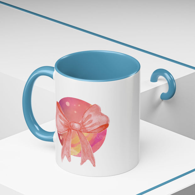 Pink/Yellow Planet Wrapped In A Bow Accent Coffee Mug