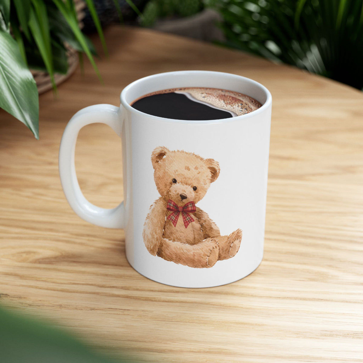 Cute Teddy Bear Illustration Mug | Christmas Holiday Coffee Cup