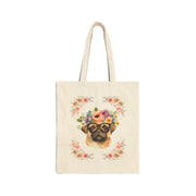 Geeky Goddess Pug Cotton Canvas Tote Bag