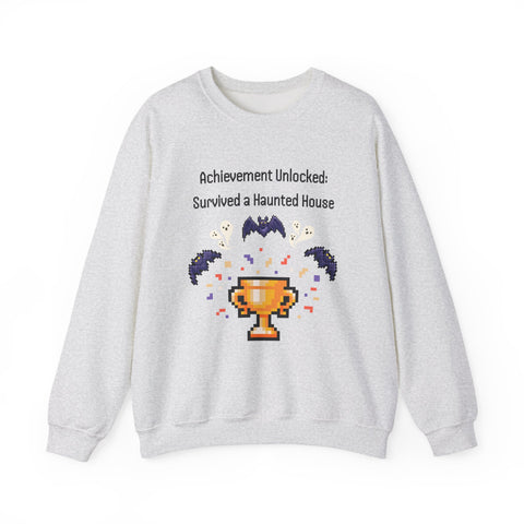 'Achievement Unlocked: Survived A Haunted House' Unisex Crewneck Sweatshirt