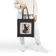 Cat and Book Lover's Cotton Canvas Tote Bag