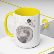 Astronaut Flying To The Moon Accent Coffee Mug