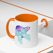 Purple Saturn Wrapped In A Bow Accent Coffee Mug