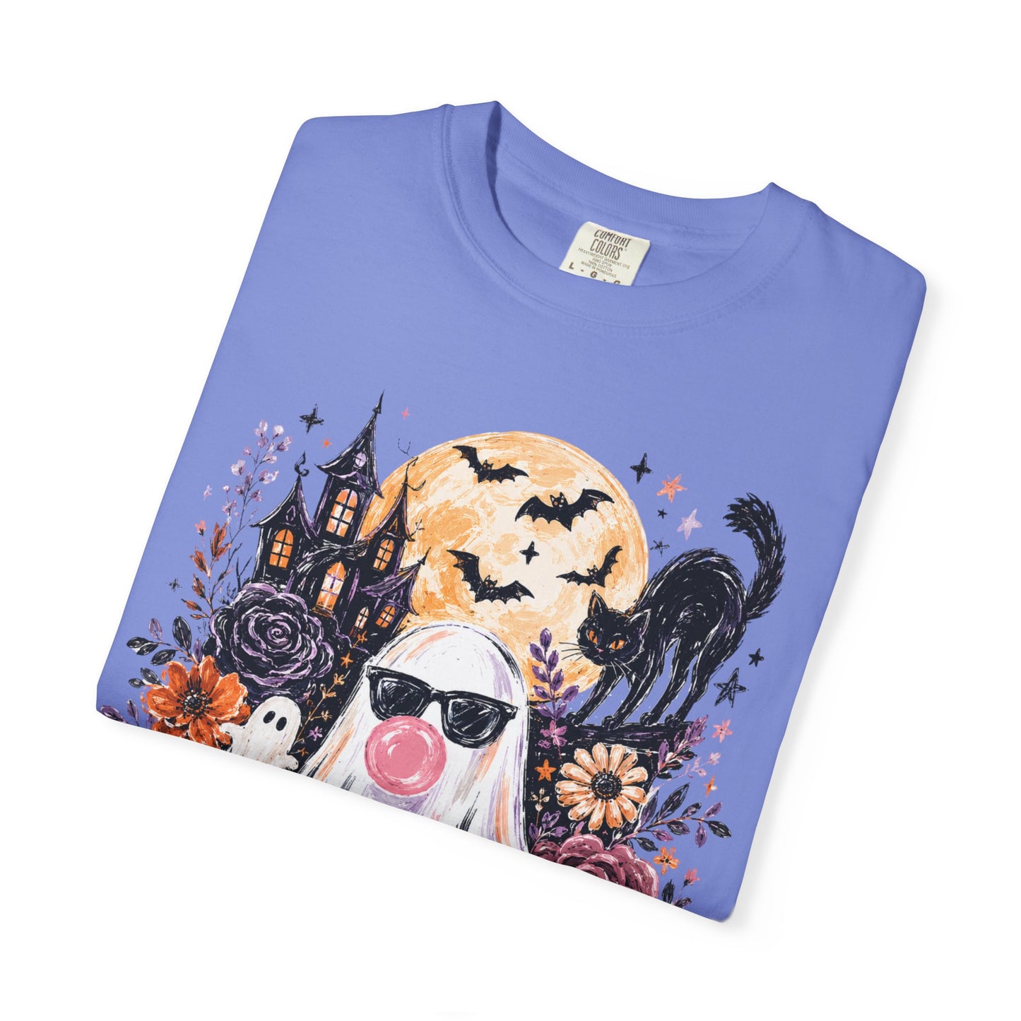 Cute Sunglasses Ghost Halloween T-shirt | Pumpkin, Black Cat, Haunted House