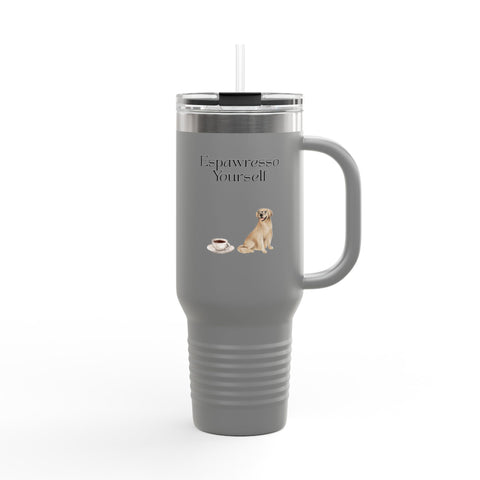 'Espawresso Yourself' Golden Retriever Insulated Travel Mug, 40oz