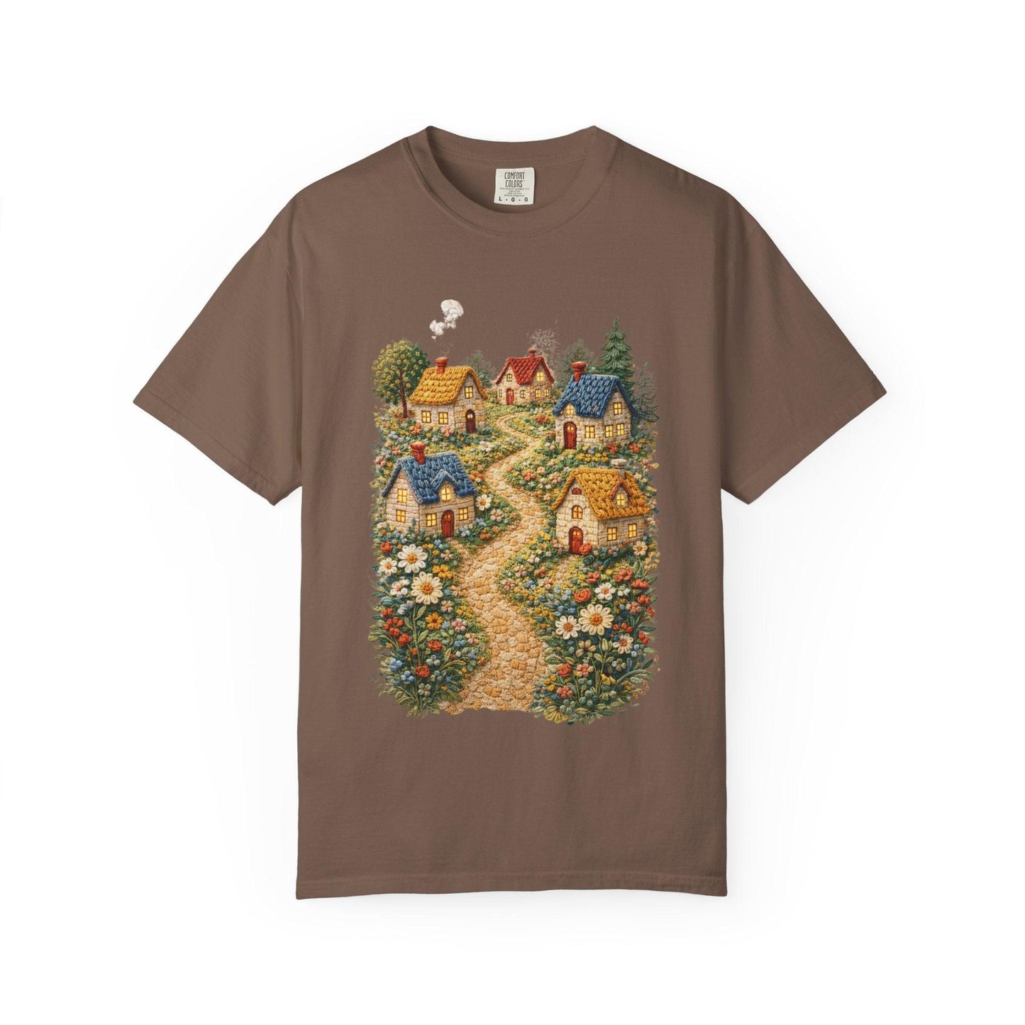 Cottage Garden Path T-shirt | Floral Village Illustration