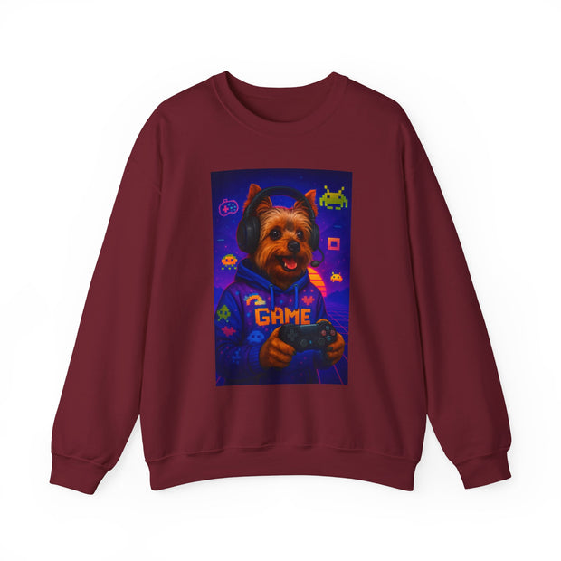Gaming Yorkie Controller Sweatshirt | Gamer Yorkshire Terrier graphic crewneck