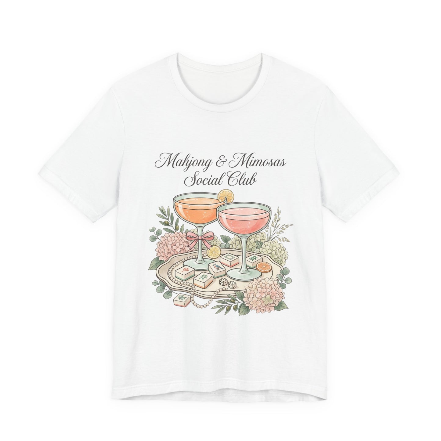 Mahjong & Mimosas Shirt, Mahjong Social Club Tee, Pastel Mahjong Graphic T-Shirt, Brunch Club Gift for Her