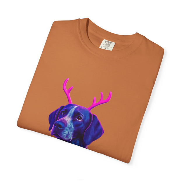 Neon Reindeer German Shorthaired Pointer T-Shirt | Festive Sweater Pup Holiday Tee