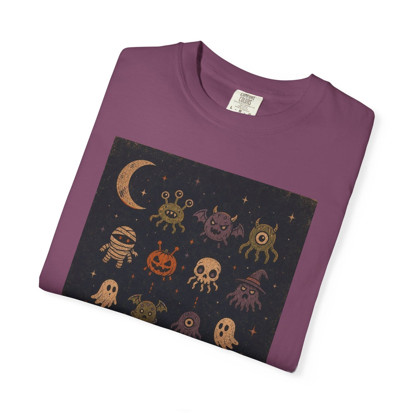 Cute Halloween Witch and Ghosts T-Shirt | Pumpkin Moon Spooky Illustration