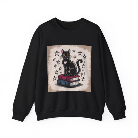 Cat and Book Lover's Crewneck Sweatshirt