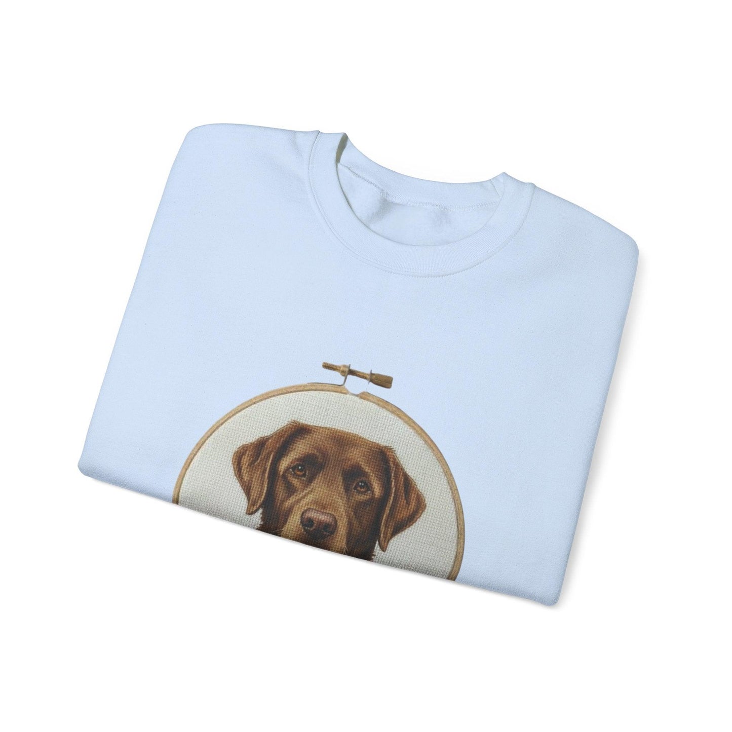 Chocolate Labrador Portrait Sweatshirt | Floral Hoop Embroidery Art