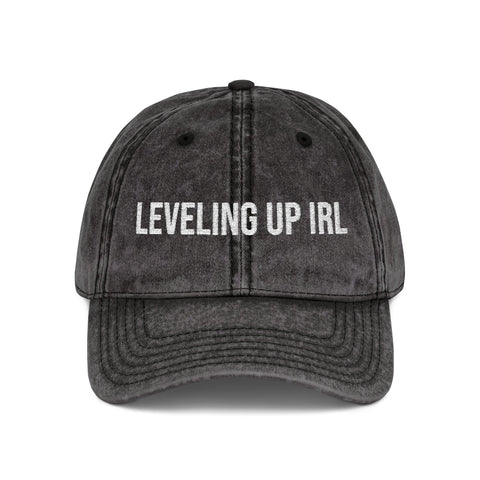 'Leveling Up In IRL' Vintage Embroidered Cap