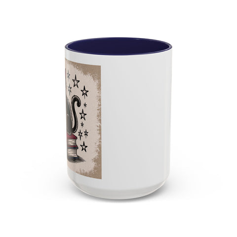 Cat and Book Lover's Accent Coffee Mug