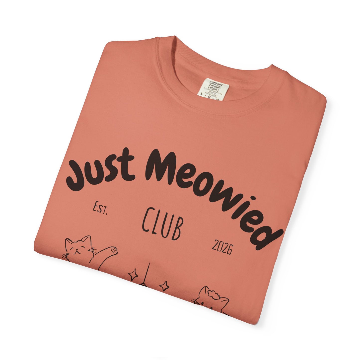 Just Married Cat Wedding Shirt Newlywed Couple Matching T-Shirt Comfort Colors Mr And Mrs Tee Just Meowied Honeymoon Gift For Bride Groom