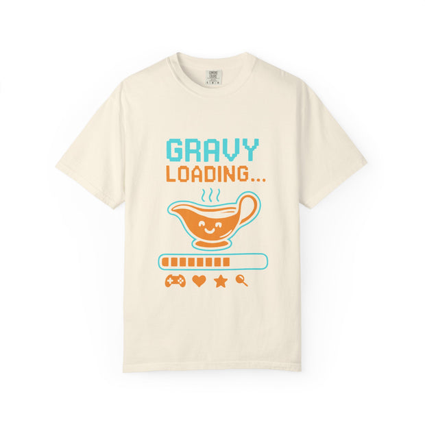 Gravy Loading Unisex Tee, Funny Foodie T-Shirt for Thanksgiving, Casual Wear, Gamer Gift, Comfort Fit