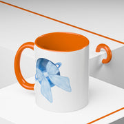 Blue Saturn Wrapped In A Blue Bow Accent Coffee Mug