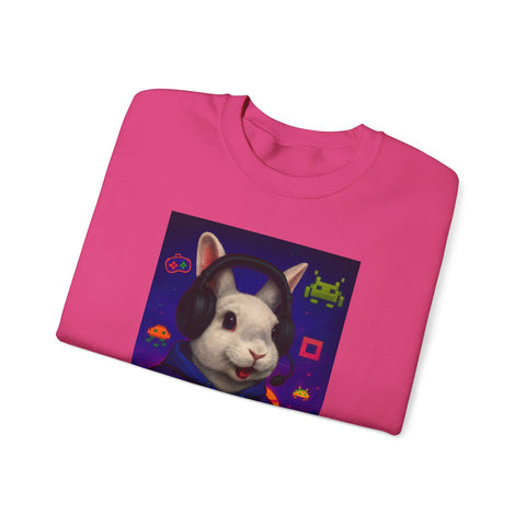 Gamer Bunny Crewneck Sweatshirt | Unisex Lightweight Sweater, Perfect for Gaming, Gifts for Gamers, Cute Animal Sweatshirt, Cozy Apparel