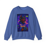 Gaming Doberman Graphic Crewneck Sweatshirt | Retro Arcade Dog Gamer