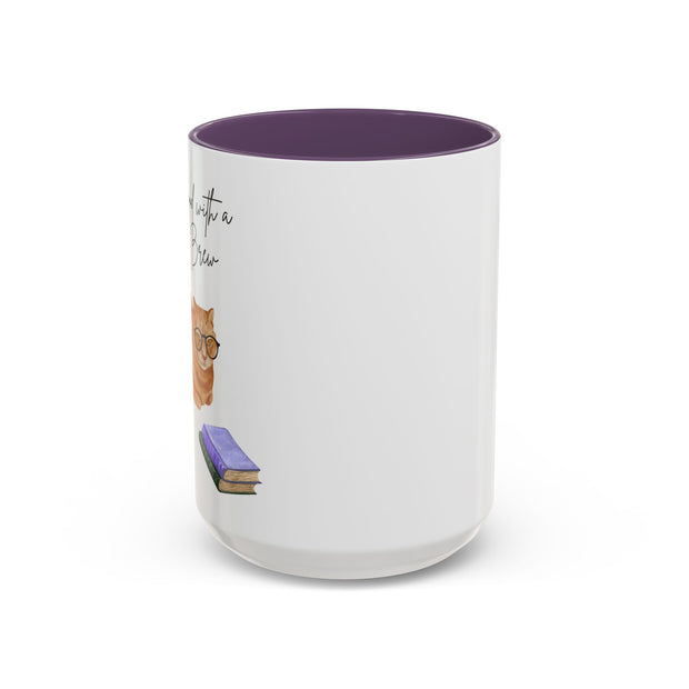 'Feline Good With A Book & Brew' Accent Coffee Mug