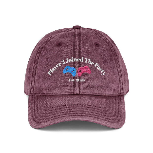 'Player 2 Joined The Party' 'Est. 2025' Vintage Embroidered Cap