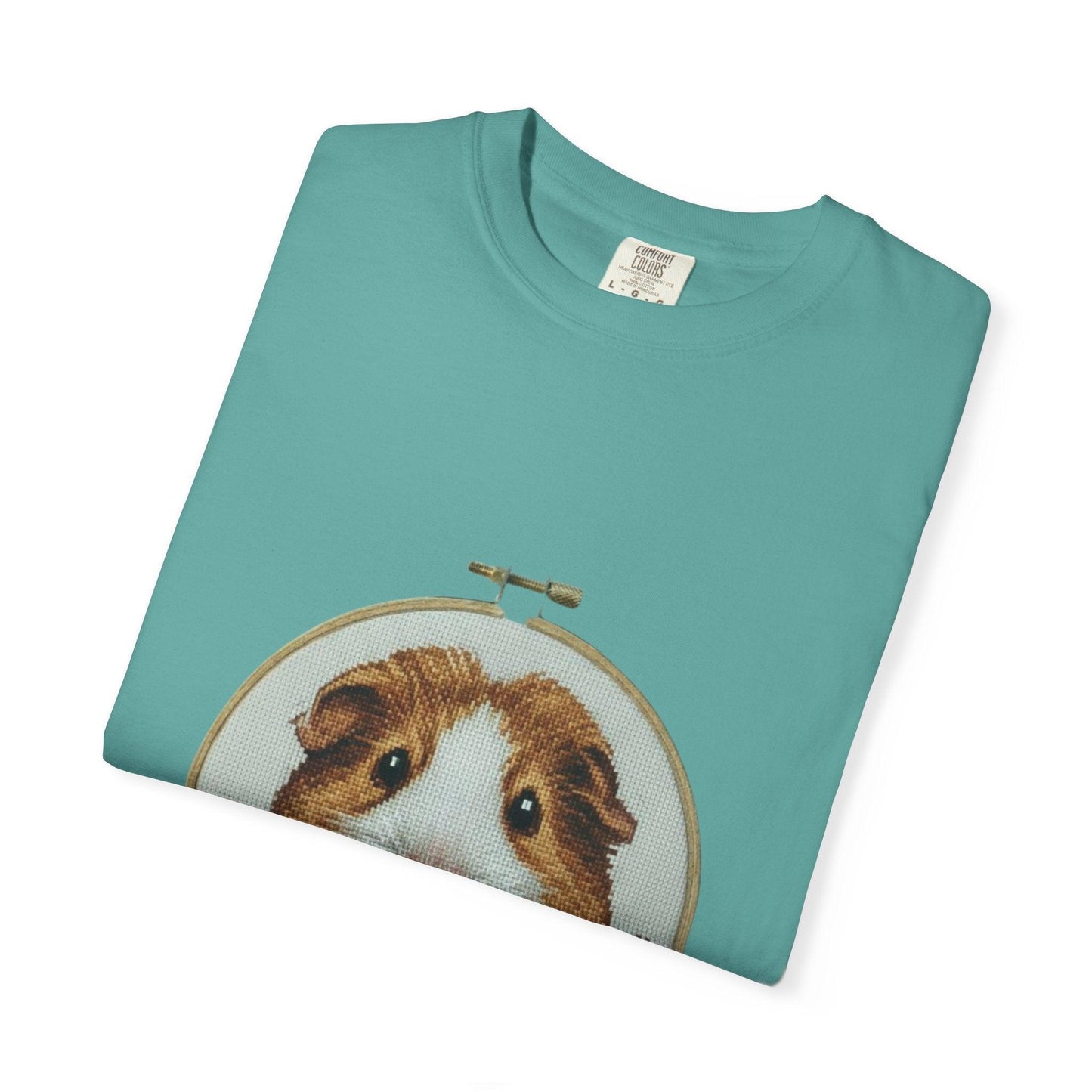 Guinea Pig Portrait T-shirt | Embroidery Hoop Style, Cute Pet Graphic