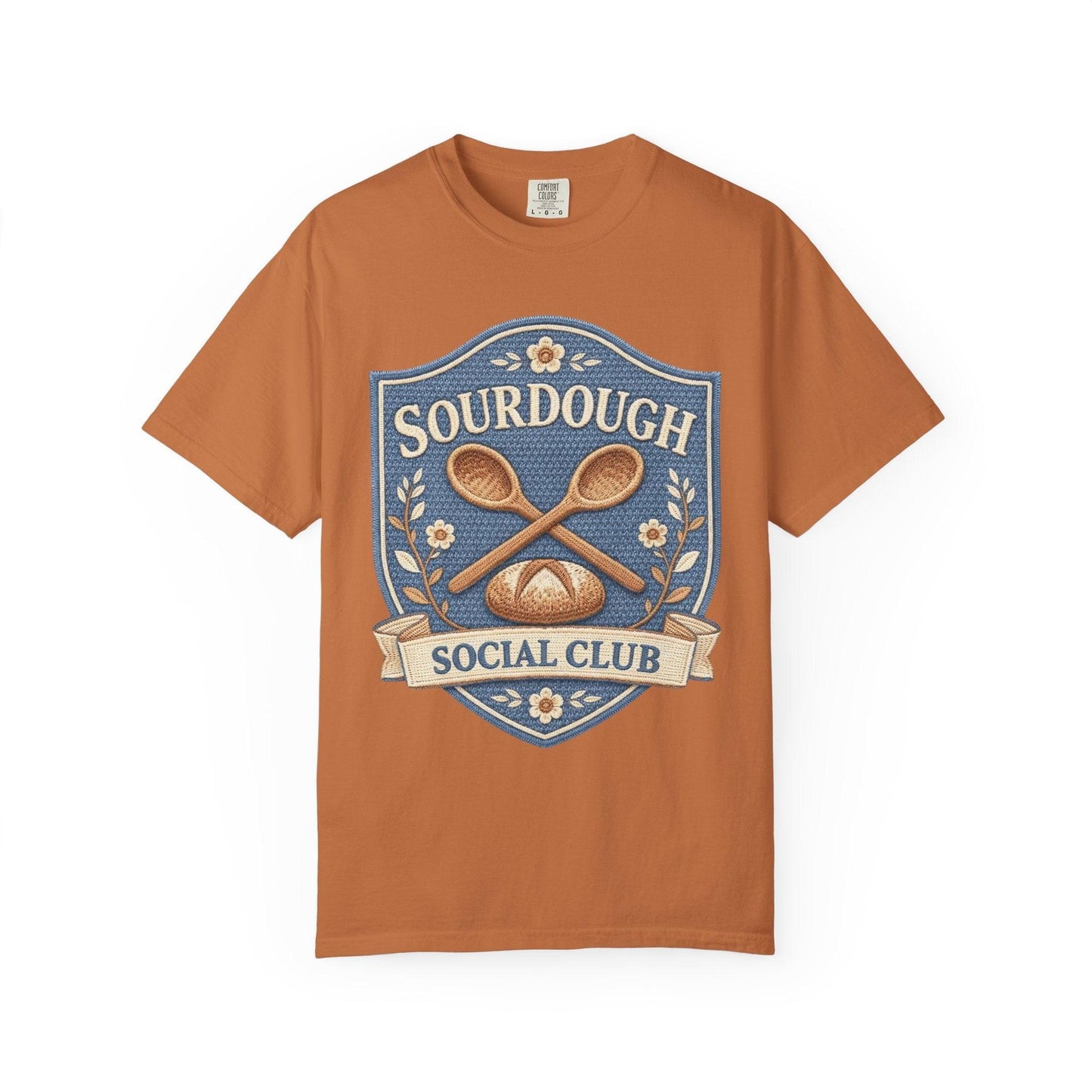 Sourdough Social Club T-shirt | Vintage Baking Badge, Bread Loaf & Spoons