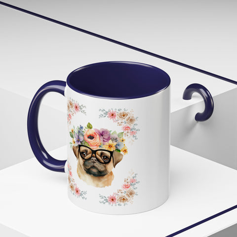 Geeky Goddess Pug Accent Coffee Mug
